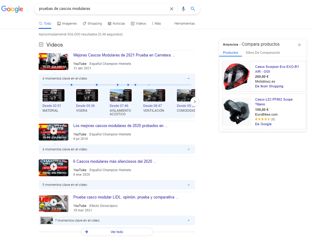resultados de búsqueda de google con cambios en el algoritmo