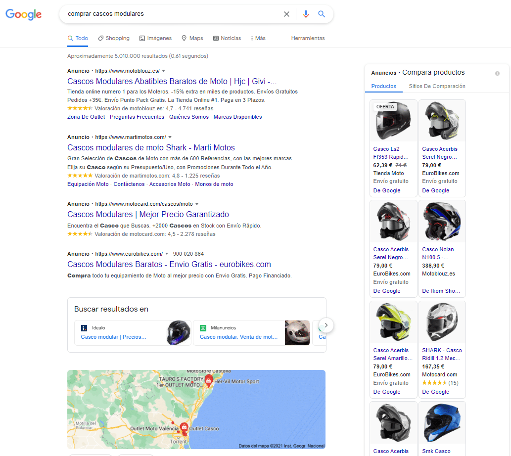 resultados de busqueda google en busquedas transaccionales